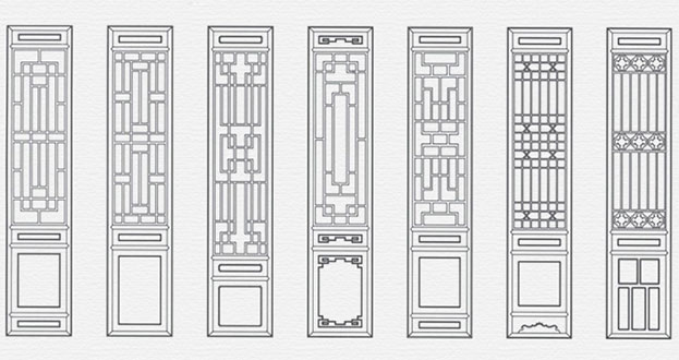 松溪常用中式仿古花窗图案隔断设计图